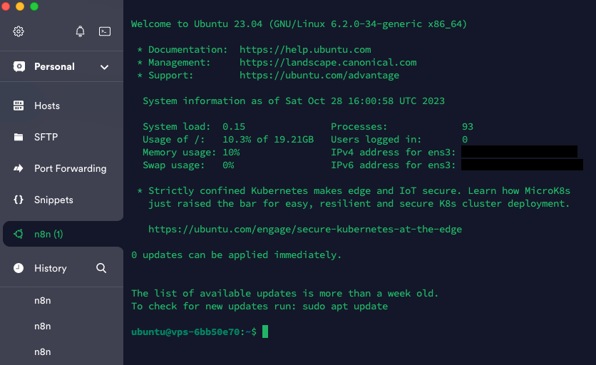 Connexion au VPS sur Termius