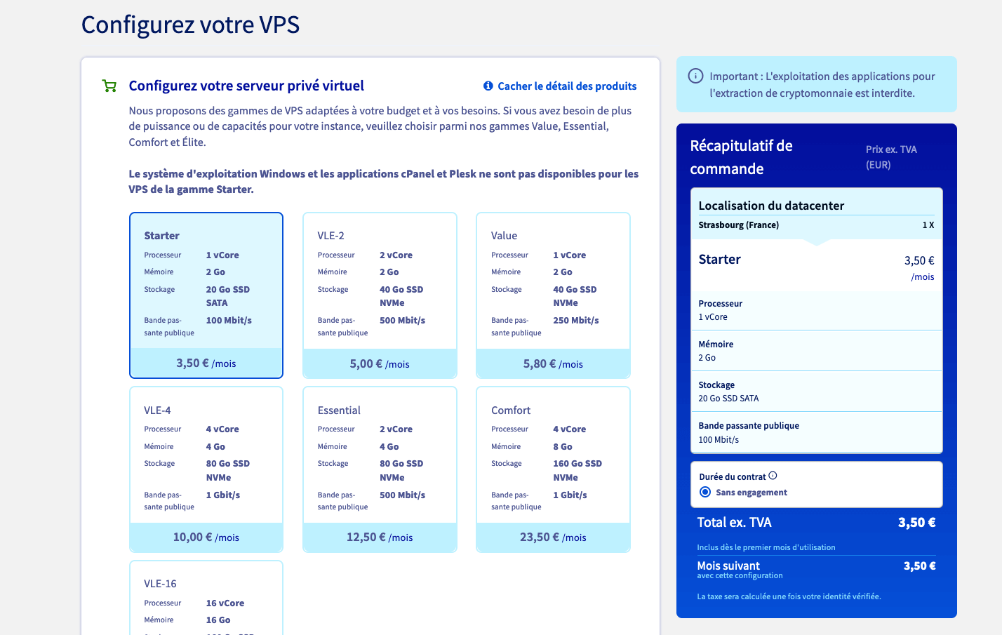 Les configurations de VPS chez OVH